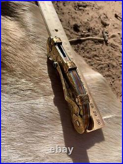 Bespoke Brass Handle Custom Forged Folding Knife Wave Open Mexican EDC Folder