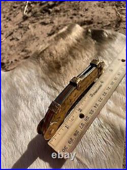 Bespoke Brass Handle Custom Forged Folding Knife Wave Open Mexican EDC Folder