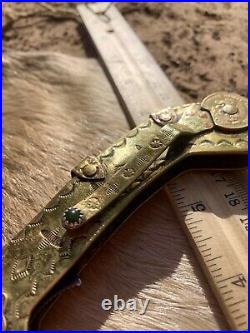 Bespoke Brass Handle Custom Forged Folding Knife Wave Open Mexican EDC Folder