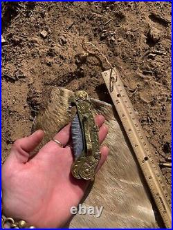 Bespoke Brass Handle Custom Forged Folding Knife Wave Open Mexican EDC Folder