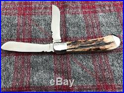 Bill Ruple Custom Knife Stag Double Blade Trapper