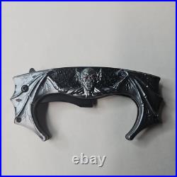 Black & Silver Vampire Spring Assisted Knife Black Plain
