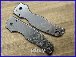 Black TOPO engraved Titanium Scales for SHAMAN Spyderco