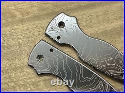 Black TOPO engraved Titanium Scales for SHAMAN Spyderco