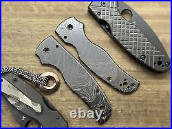 Black TOPO engraved Titanium Scales for SHAMAN Spyderco