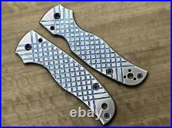 Blue anodized Brushed FRAG CNC milled Titanium Scales for SHAMAN Spyderco