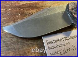 Boatright Bladeworks Esker-M Fixed Blade New 3.25 Nitro-V Acid wash
