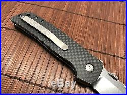 Bob Terzuola ATCF EDC Knife Carbon Fiber. NEW with case & Steel Flame Tag