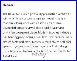 Boker SD2 Liner lock Folder Micarta Titanium Discontinued
