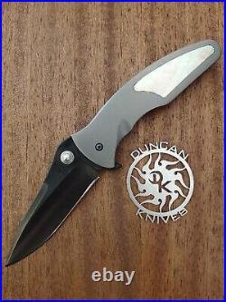 Brad Duncan Custom Handmade Framelock Folding Knife Titanium Interframe w Pearl