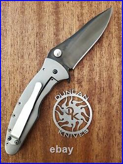 Brad Duncan Custom Handmade Framelock Folding Knife Titanium Interframe w Pearl