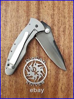 Brad Duncan Custom Handmade Framelock Folding Knife Titanium Interframe w Pearl