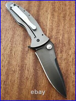 Brad Duncan Custom Handmade Framelock Folding Knife Titanium Interframe w Pearl