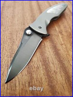 Brad Duncan Custom Handmade Framelock Folding Knife Titanium Interframe w Pearl