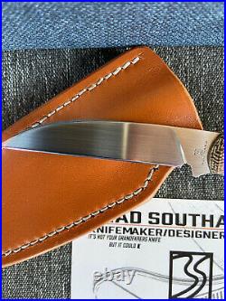 Brad Southard-Swayback Fixed Blade CTS-XHP-Brown Micarta-Whiskey Sheath. BNIB