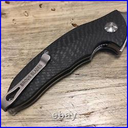 Brous Blades Caliber Carbon Fiber Stonewashed D2 Blade Limited Ed. #658/1000