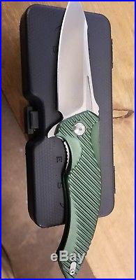 Brous Blades T4 Tanium Design Flipper Knife Green Aluminum (4 Satin)