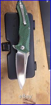 Brous Blades T4 Tanium Design Flipper Knife Green Aluminum (4 Satin)