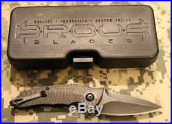 Brous CALIBER Flipper Knife Acid Stonewash D2 Carbon Fiber 500 Made CHOICE S/N