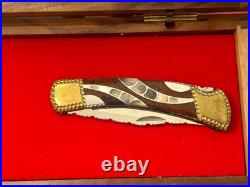 Buck 110 Folding Knife Customized by Michael Prater Painted Pony Brown/Pearl