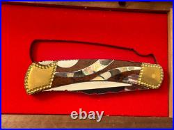 Buck 110 Folding Knife Customized by Michael Prater Painted Pony Brown/Pearl