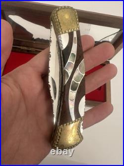 Buck 110 Folding Knife Customized by Michael Prater Painted Pony Brown/Pearl