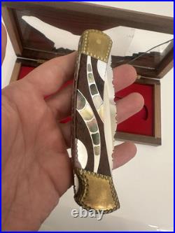 Buck 110 Folding Knife Customized by Michael Prater Painted Pony Brown/Pearl