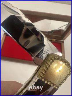 Buck 110 Folding Knife Customized by Michael Prater Painted Pony Brown/Pearl