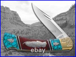 Buck 110 Yellowhorse ###1 Spirit Chief 1/50 Red Jasper & Blue Turquoise Knife