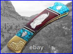 Buck 110 Yellowhorse ###1 Spirit Chief 1/50 Red Jasper & Blue Turquoise Knife