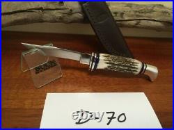 Buck Knife 102 Vintage 3-Liner Elk Stag Blue Trim Buck OEM Sheath MINT