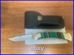 Buck Knife 110 (1994) Custom Scales, Special Etch Nickel Frame, Sheath NOS