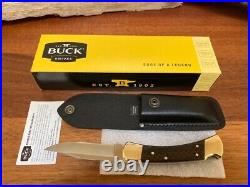 Buck Knife 110 (2015) with Basketweave Scales Original Box & Sheath NOS