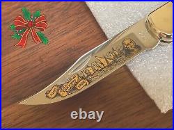 Buck Knife 110 Vintage (1989) Gold Etched Christopher Columbus withBox MINT