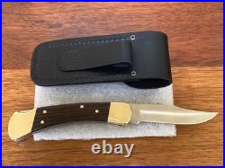 Buck Knife 110- Vintage (2-Dot) Square Frame, 3-Large Pins, Buck Sheath Clean
