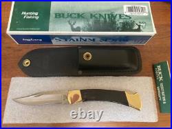 Buck Knife 110 Vintage (2003) Buffalo Scales, Filed Rocker, Box, Sheath NOS
