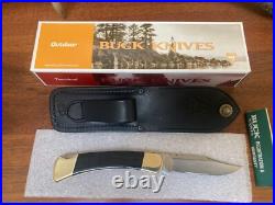 Buck Knife 110 Vintage (2003) Buffalo Scales, Filed Rocker, Box, Sheath NOS