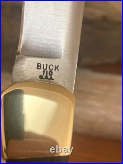 Buck Knife 110 Vintage 3-Liner with Finger Grooves/Box/Sheath/Papers CLEAN