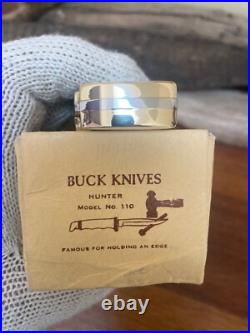 Buck Knife 110 Vintage 3-Liner with Finger Grooves/Box/Sheath/Papers CLEAN