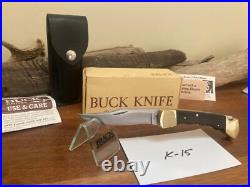 Buck Knife 110 Vintage 3-Liner with Finger Grooves/Box/Sheath/Papers CLEAN