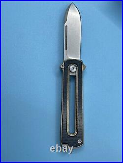 CUSTOM MicroPOCKET KNIFE -Al Br BarloX M390 Blade-aluminum/bronze Handle Carbon