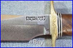CUSTOM RANDALL TOM LESCHORN ASSEMBLED, CARVED AND ENGRAVED MODEL 12-6 BOWIE