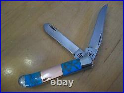 Case XX Knife Mini Trapper Custom Hand Finished Turquoise / Copper / Nib