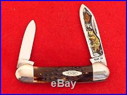 Case XX USA 1974 mint Shaw Leibowitz gold etch Bobcat 62131 bone canoe knife