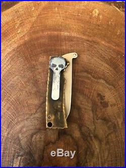 Chaves Custom Knives Redencion Friction Folder Brass Handles w Skeleton Key