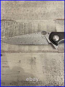 Cheburkov Custom Raven flipper knife stainless steel Damascus