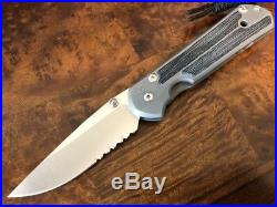 Chris Reeve Knives Large Sebenza 21 Black Micarta Drop Point Serrated Blade