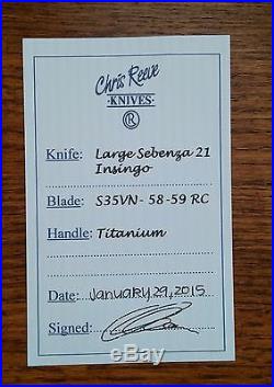 Chris Reeve Knives Large Sebenza 21 Insingo Knife