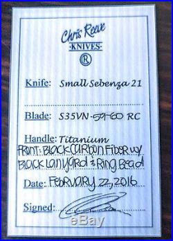 Chris Reeve Knives Small Sebenza 21 Black Carbon Fiber Knifeart