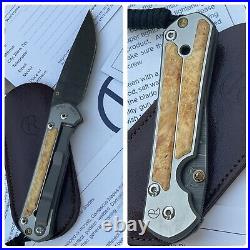 Chris Reeve Knives Small Sebenza 21 Box Elder Inlay w Ladder D@mascus Drop Point